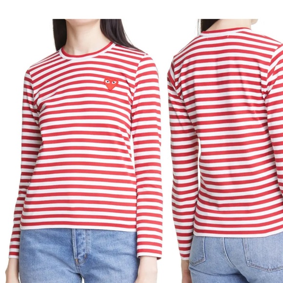 Comme des Garçons Play Striped Long Sleeved T-Shirt preloved - Picture 2 of 6